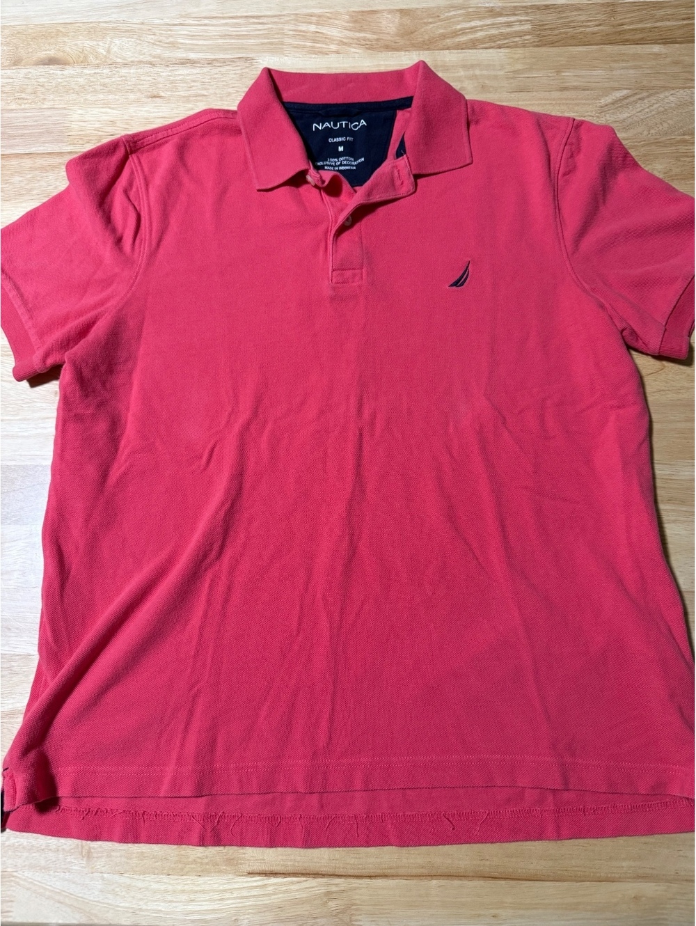 Nautica Men’s Medium Pink Red Classic Fit Short Sleeve Polo Shirt